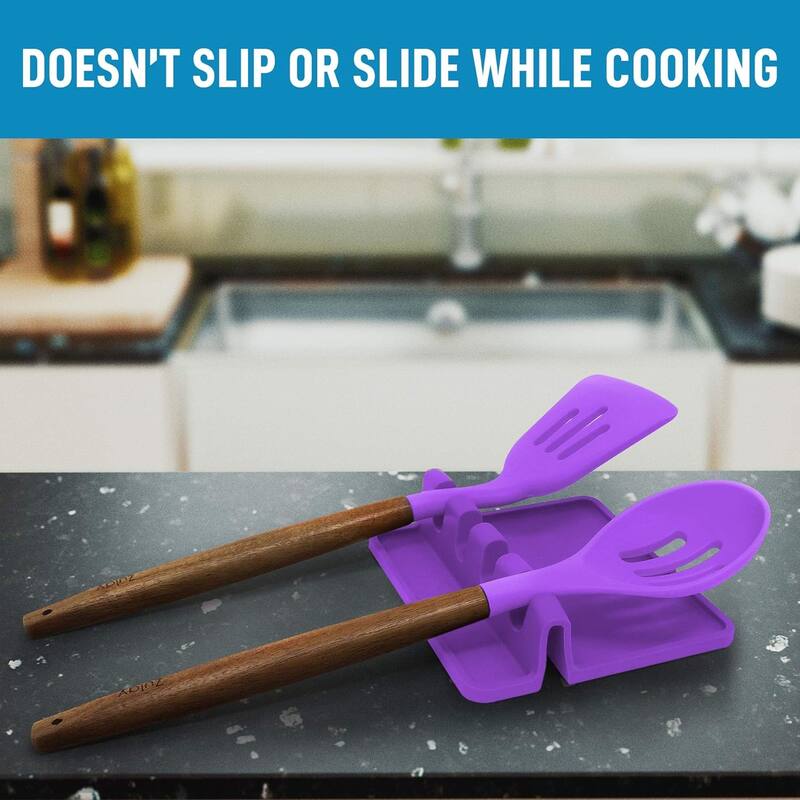 Zulay Kitchen Silicone Utensil Rest with Drip Pad