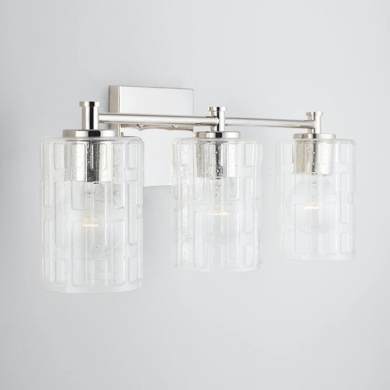 Emerson 3-light Bath/ Vanity Fixture w/ Embossed Seeded Glass