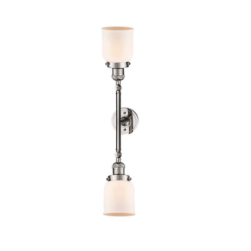 Innovations Lighting Small Bell 2 Light 23" Wide Bathroom Vanity Light - Polished Nickel / Matte White