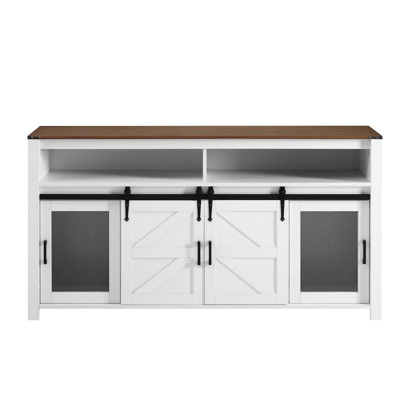 Shiny 59.3" Sideboard with Sliding Barn Door and Open Storage