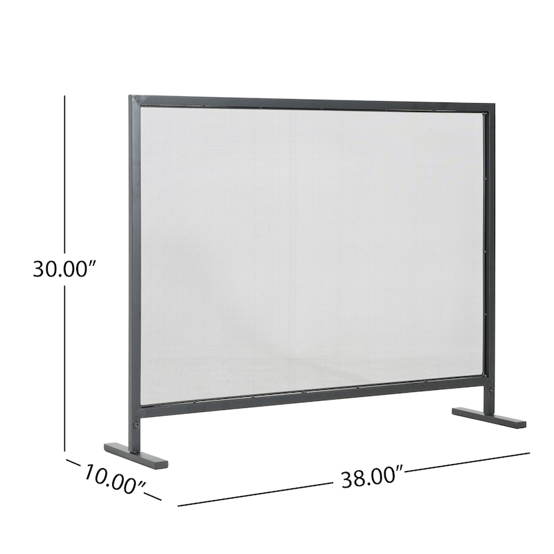 Roomfitters Regina 1-Panel Iron Fireplace Screen with Rectangular Frame, Black Finish