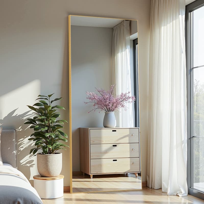 Full Length Free Standing Body Mirror Metal Framed Wall Mirror Large Floor Mirror