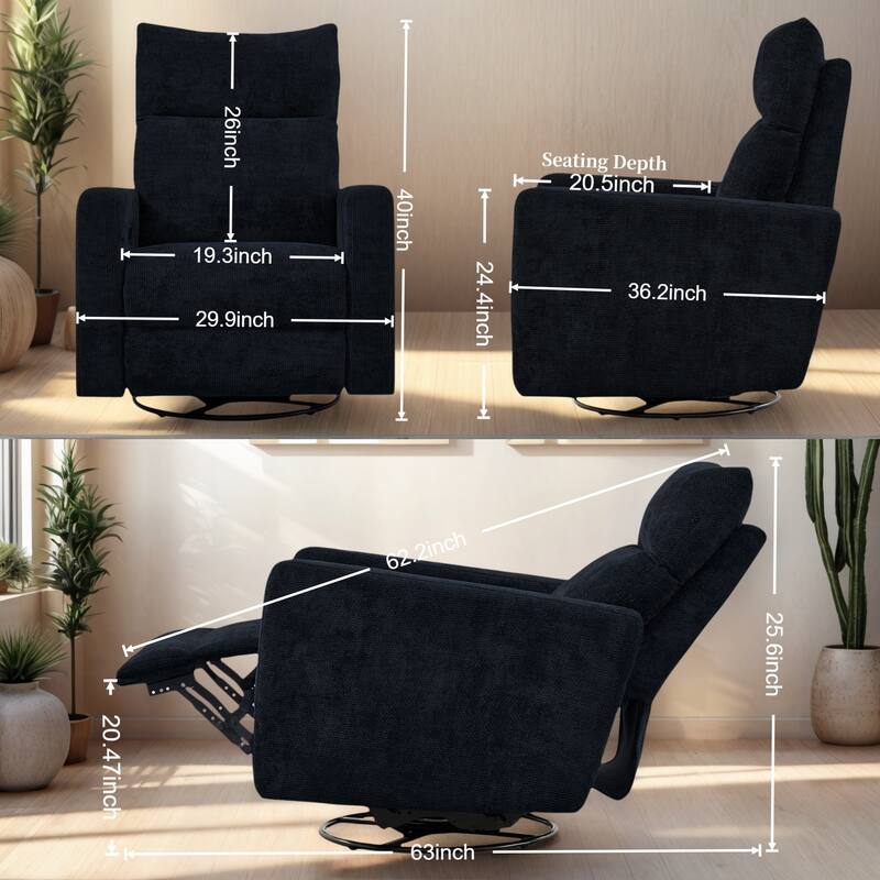 Olmas 33.5"W Power Swivel Glider Recliner with USB Charger