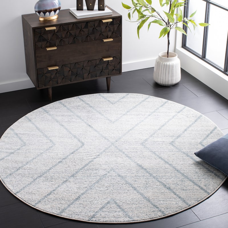 SAFAVIEH Adirondack Hediye Vintage Oriental Rug - 6' Round - Light Grey/Light Blue