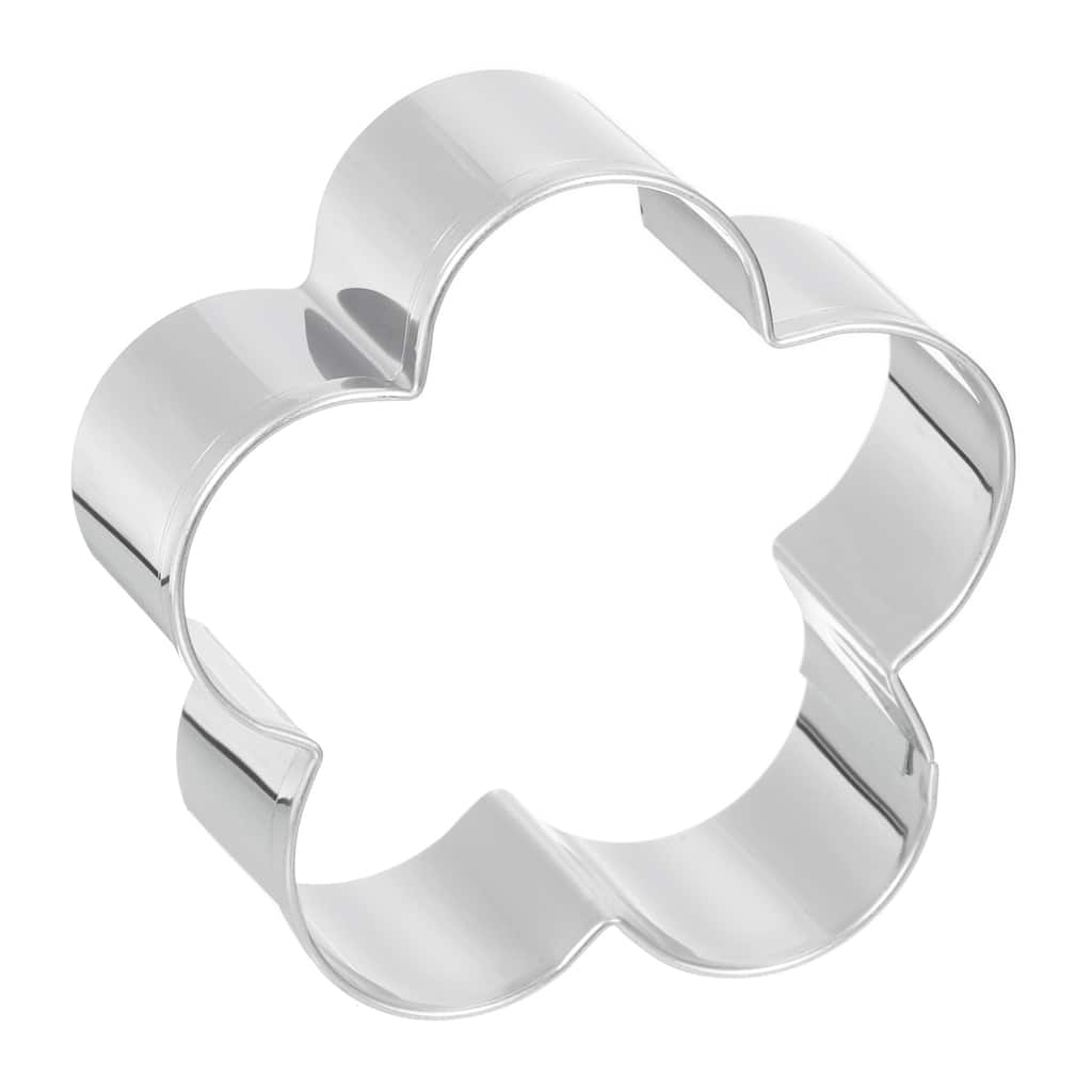 1" x 2.6" x 2.6" Cookie Cutter Silver Tone Flower Shape