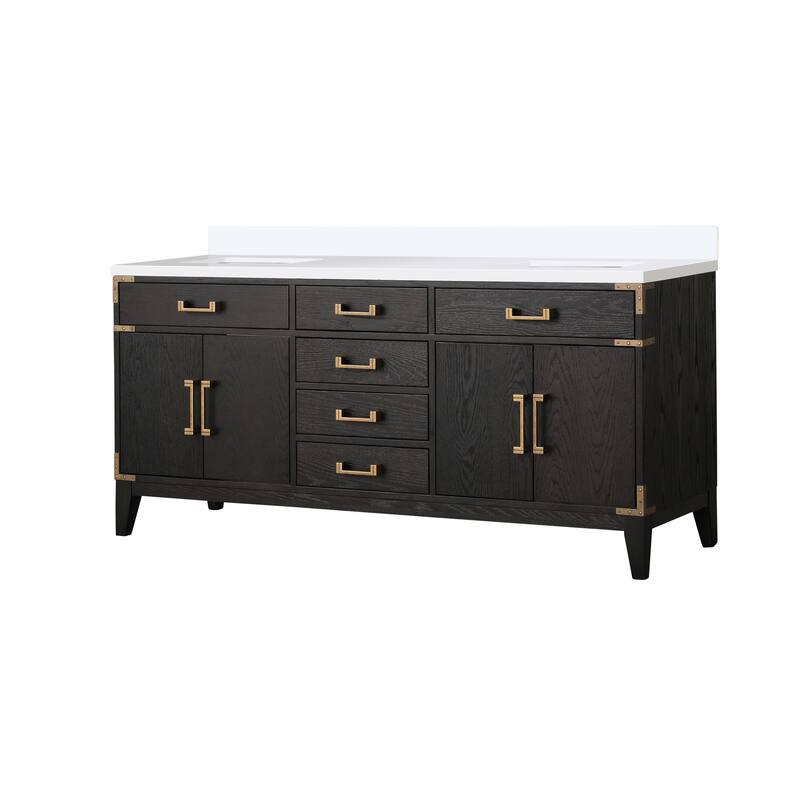 Laurel 60 in W x 22 in D Black Oak Double Bath Vanity and Cultured Marble Top