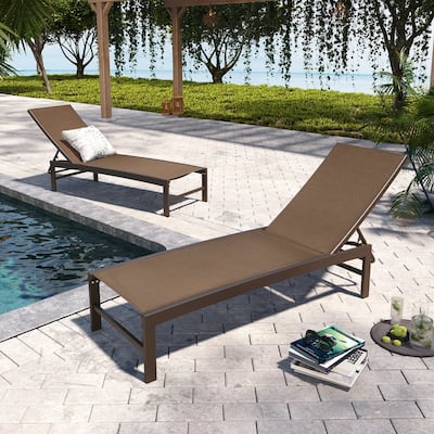 Pellebant Adjustable Aluminum Patio Chaise Lounge Chairs Outdoor (Set of 2)