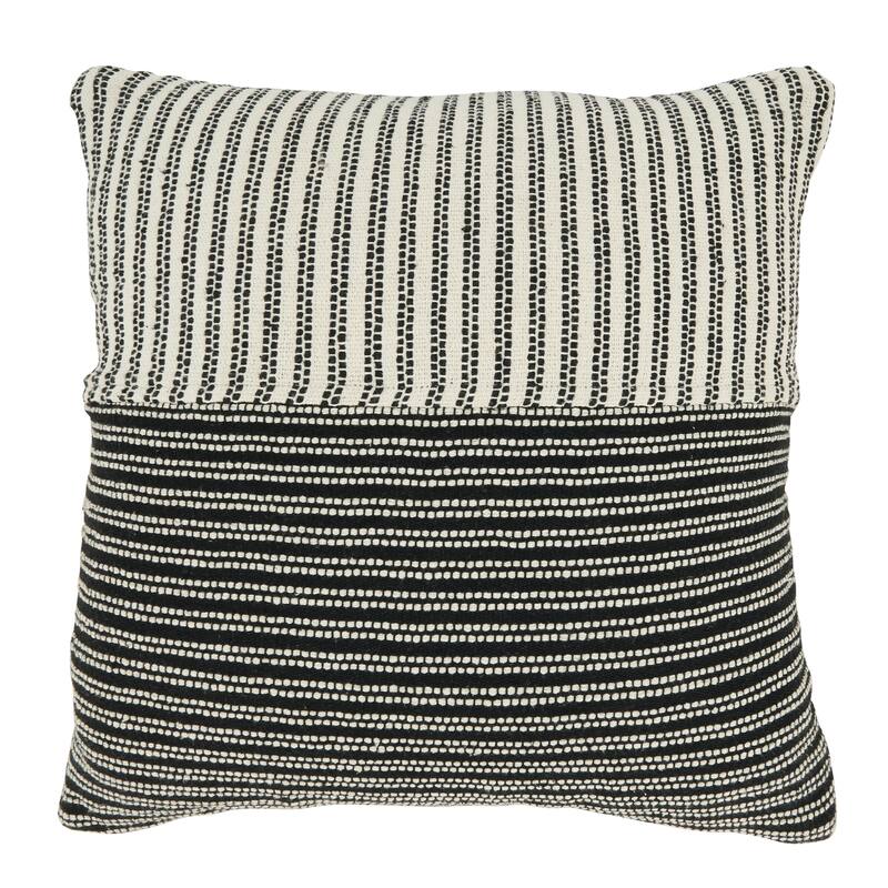 Sophisticated Duo-Tone Stripe Pillow - 20"x20" - Polyester - Black/White