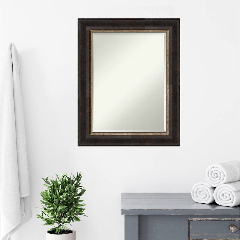 Beveled Bathroom Wall Mirror - Varied Black Frame - Varied Black