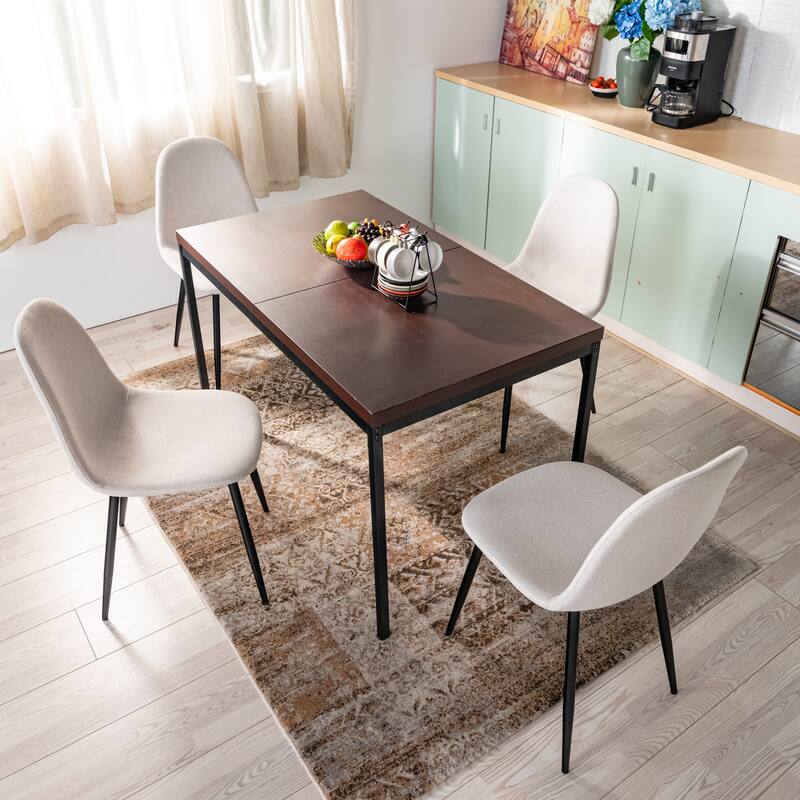 Modern Mid Century Kitchen Table, 47in Farmhouse Rectangular Walnut Dining Table for Dining Room,Apartment, Brown