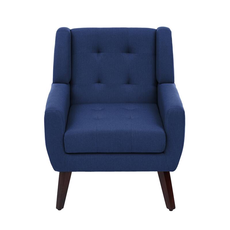Modern Tufted Wingback Accent Chair Linen/Faux Leather/Velvet Armchair