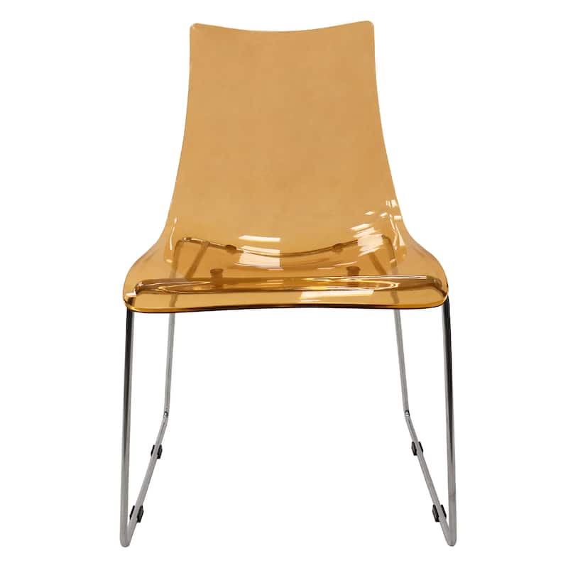 Lima Modern Transparent Acrylic in Chrome Steel Frame Dining Chair