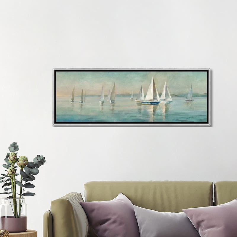 iCanvas "Sailboats at Sunrise" by Danhui Nai Framed