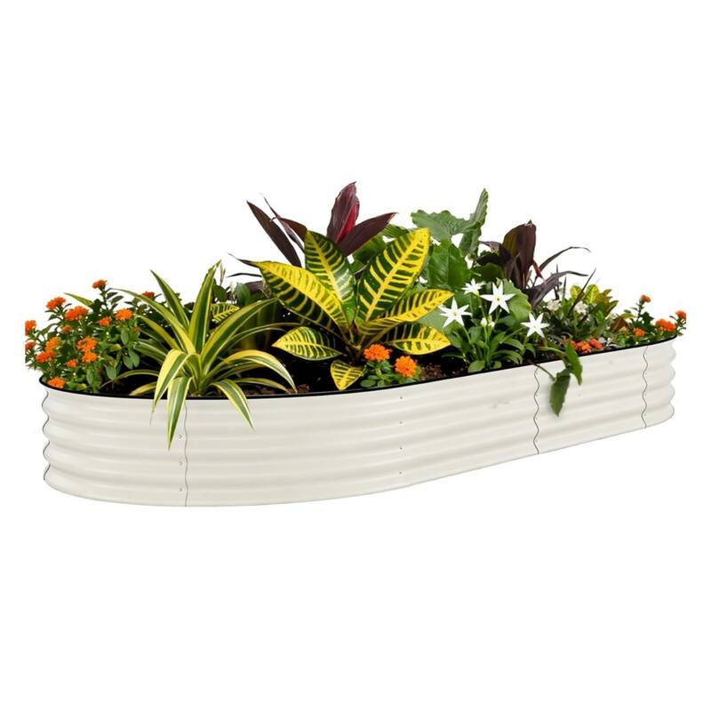 8x4x2FT Galvanized Steel Raised Garden Bed Kit With Anti-cut Strips for Vegetables Herbs and Flowers Beige - 300*120*45cm