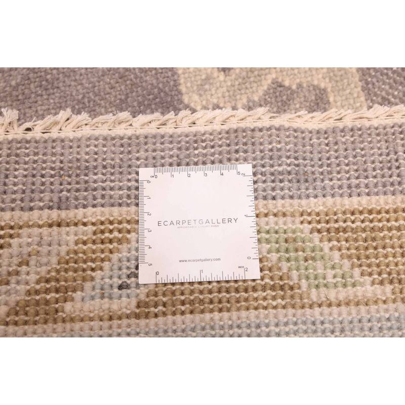 ECARPETGALLERY Hand-knotted Modern Oushak Dark Grey Wool Rug - 8'0 x 9'11