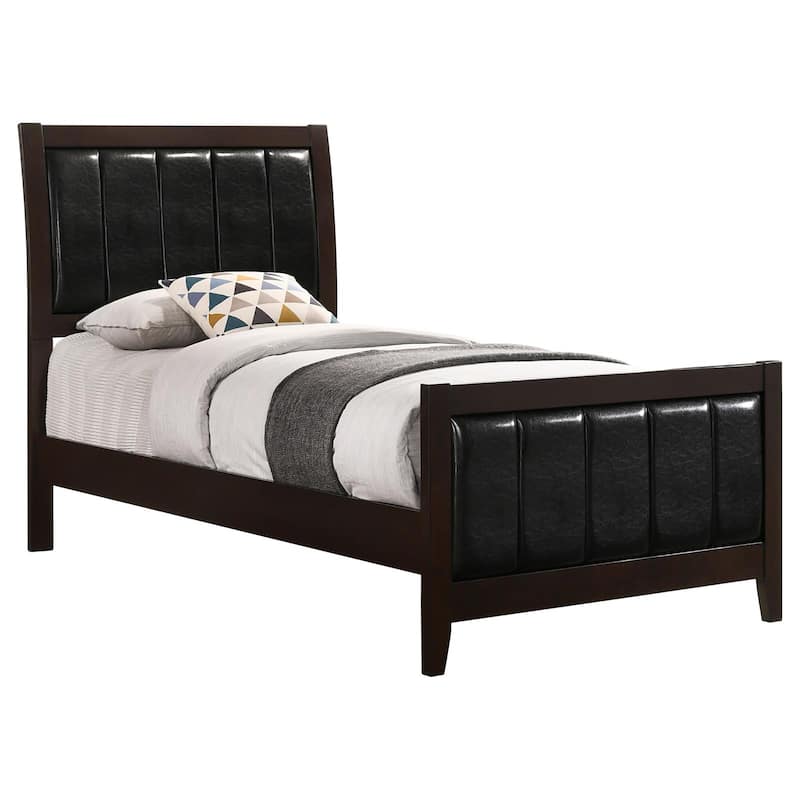 Twin Size Wood Panel Bed with Channeled Headboard