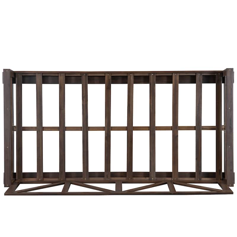 Roomfitters Acacia Wood Patio Swing Bed, Modern Porch Swing Hanging Bed Frame with 16.4Ft Hemp Ropes for Garden