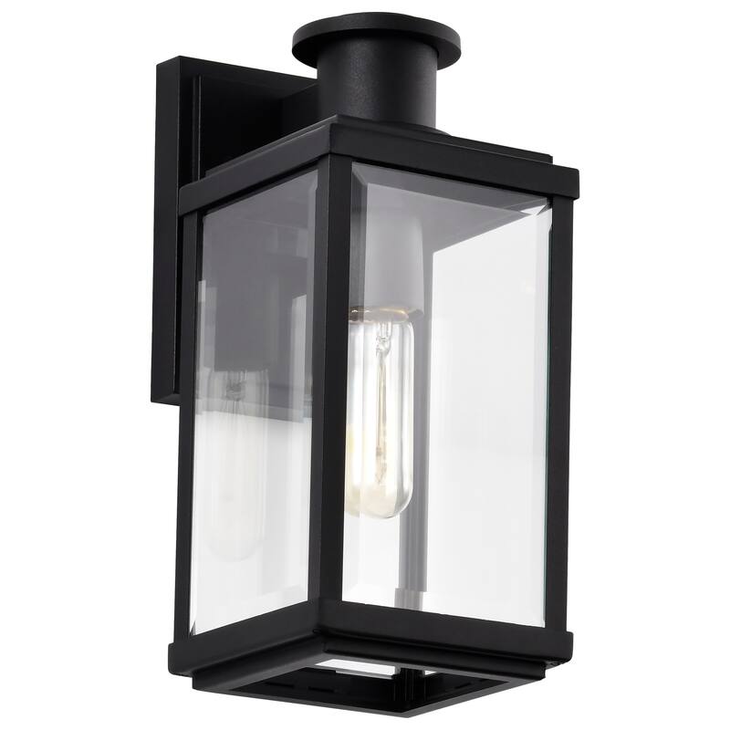 Luca Small Outdoor Lantern Sand Black Finish Clear Beveled Glass - Sand Black
