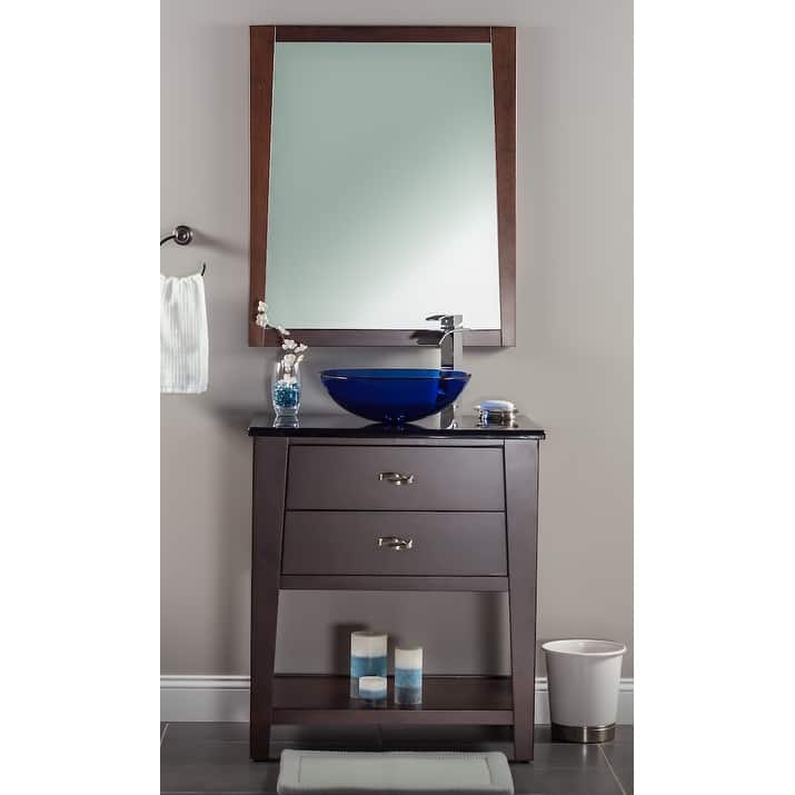 Miseno Circular 16-1/2" Tempered Glass Vessel Bathroom Sink with Drain