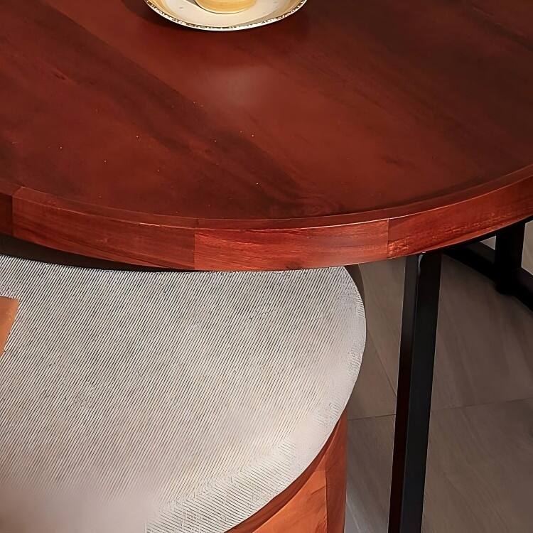 Wooden Table with Metal Stand And Nesting Drum, 27.5X27.5X18"