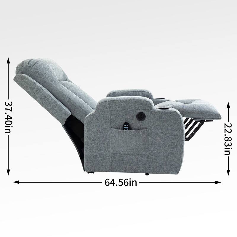 Large Power Lift Recliner Chair with Massage and Heat for Elderly, Wide Recliners, with USB and Type C Ports,2 Cup Holders