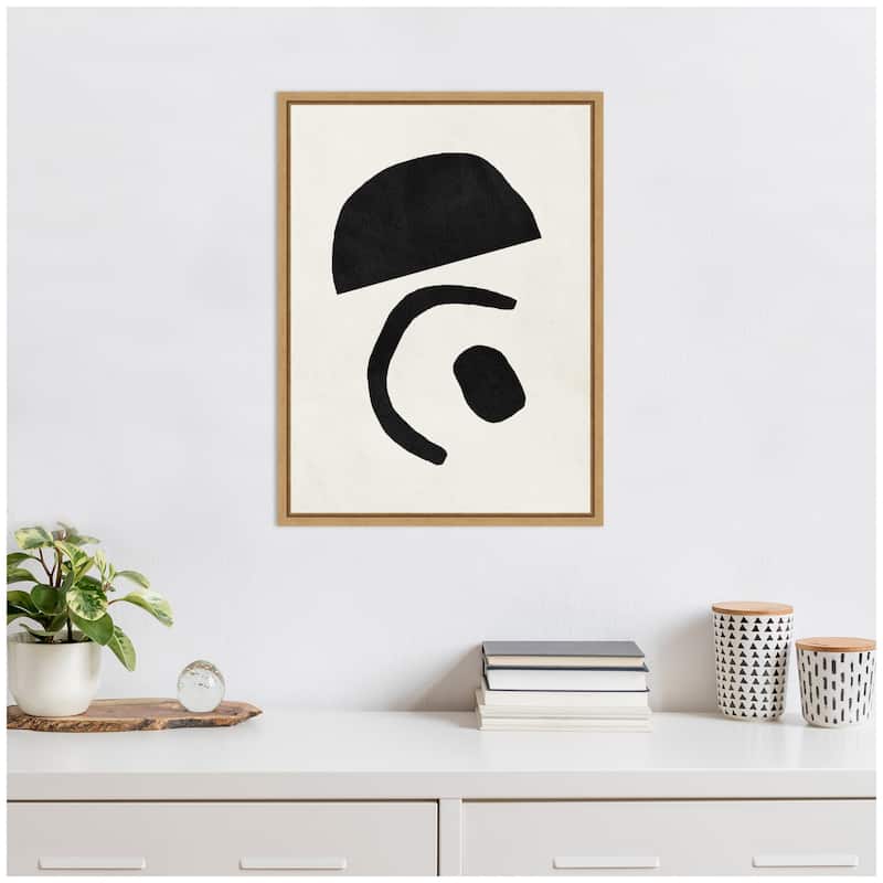 Kate and Laurel Sylvie Black Geometric Abstract 3 Framed Canvas by July Art Prints