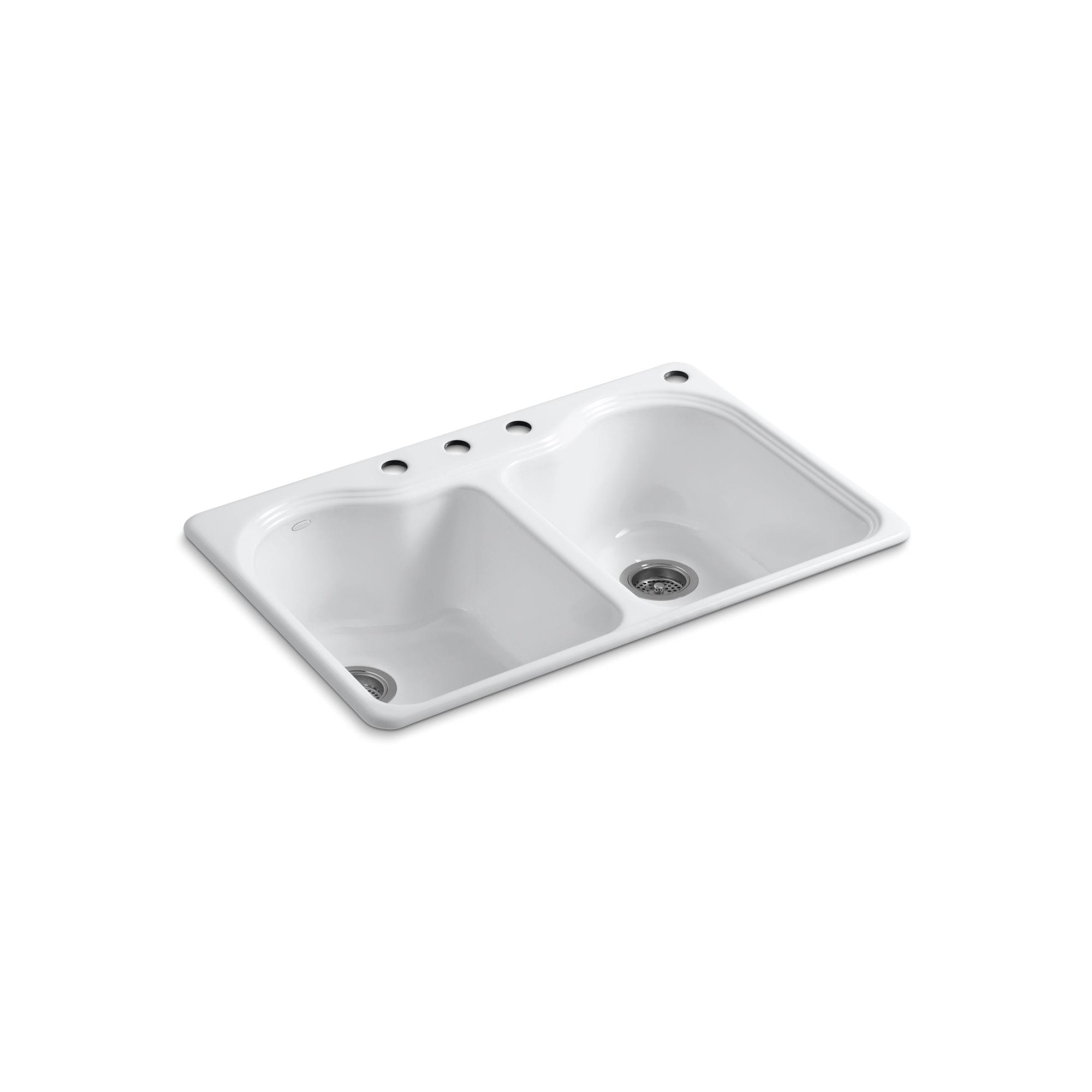 Shop Black Friday Deals On Kohler Hartland 33 X 22 X 9 5 8 Top Mount Double Equal Kitchen Sink With 4 Faucet Holes White K 5818 4 0 On Sale Overstock 31416201