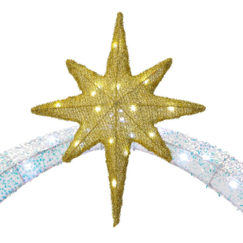 Glitzhome S/11 Christmas 2D Iridescent Fabric Nativity Lighting Decor