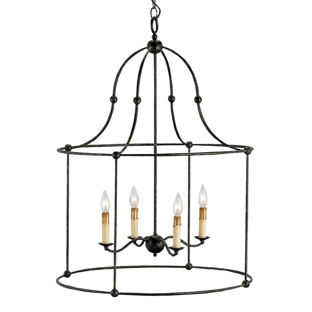 Currey & Company Fitzjames Black Large Lantern - 33"h x 25"dia