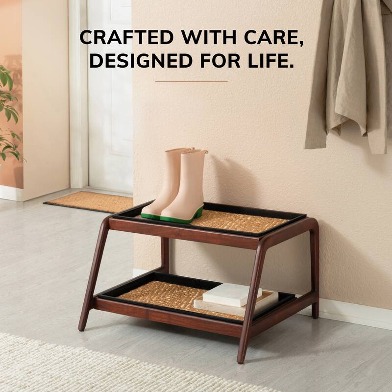 Jani Double-Tier Brown Stand 2-Pair Rubber Boot Trays