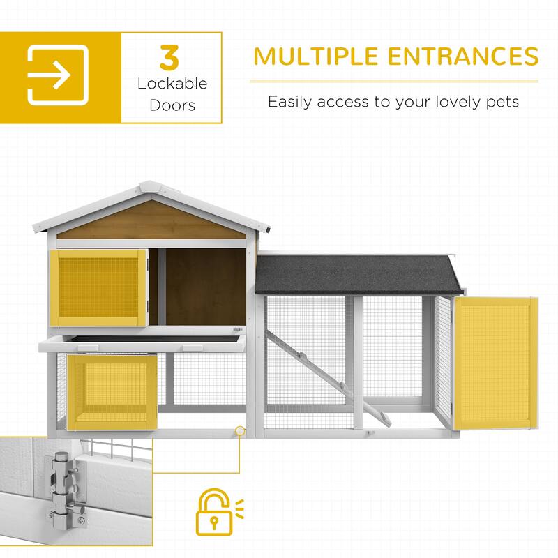 Indoor Outdoor Bunny Hutch with Asphalt Roof and Slide-Out Tray