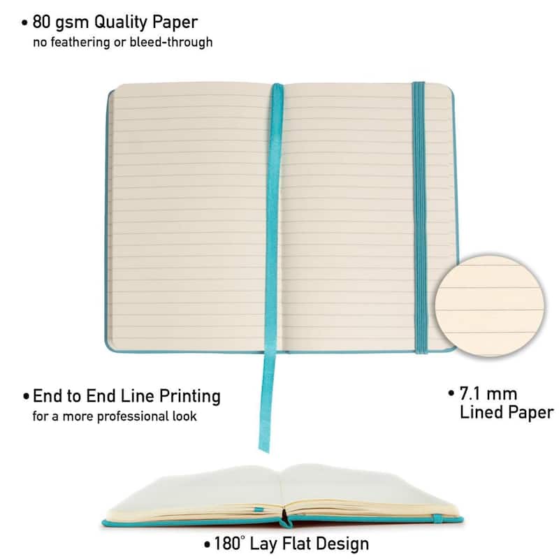 Paper Junkie Simply Genius A6 Dotted Hardcover Notebooks (Turquoise, 12 Pack)