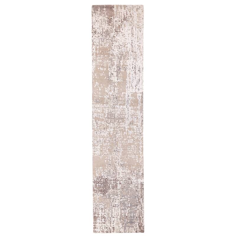 ECARPETGALLERY Hand-knotted Legacy Taupe Silk, Wool Rug - 2'6 x 12'0