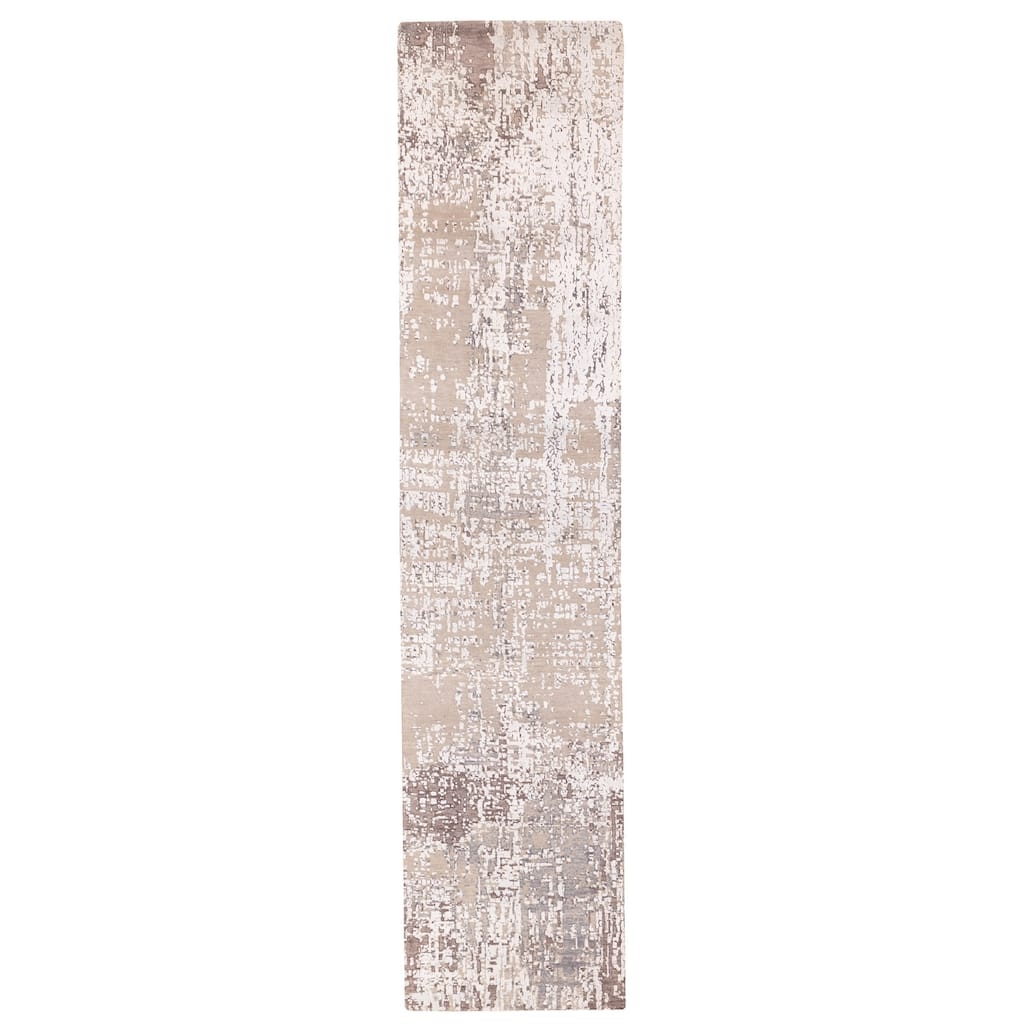 ECARPETGALLERY Hand-knotted Legacy Taupe Silk, Wool Rug - 2'6 x 12'0