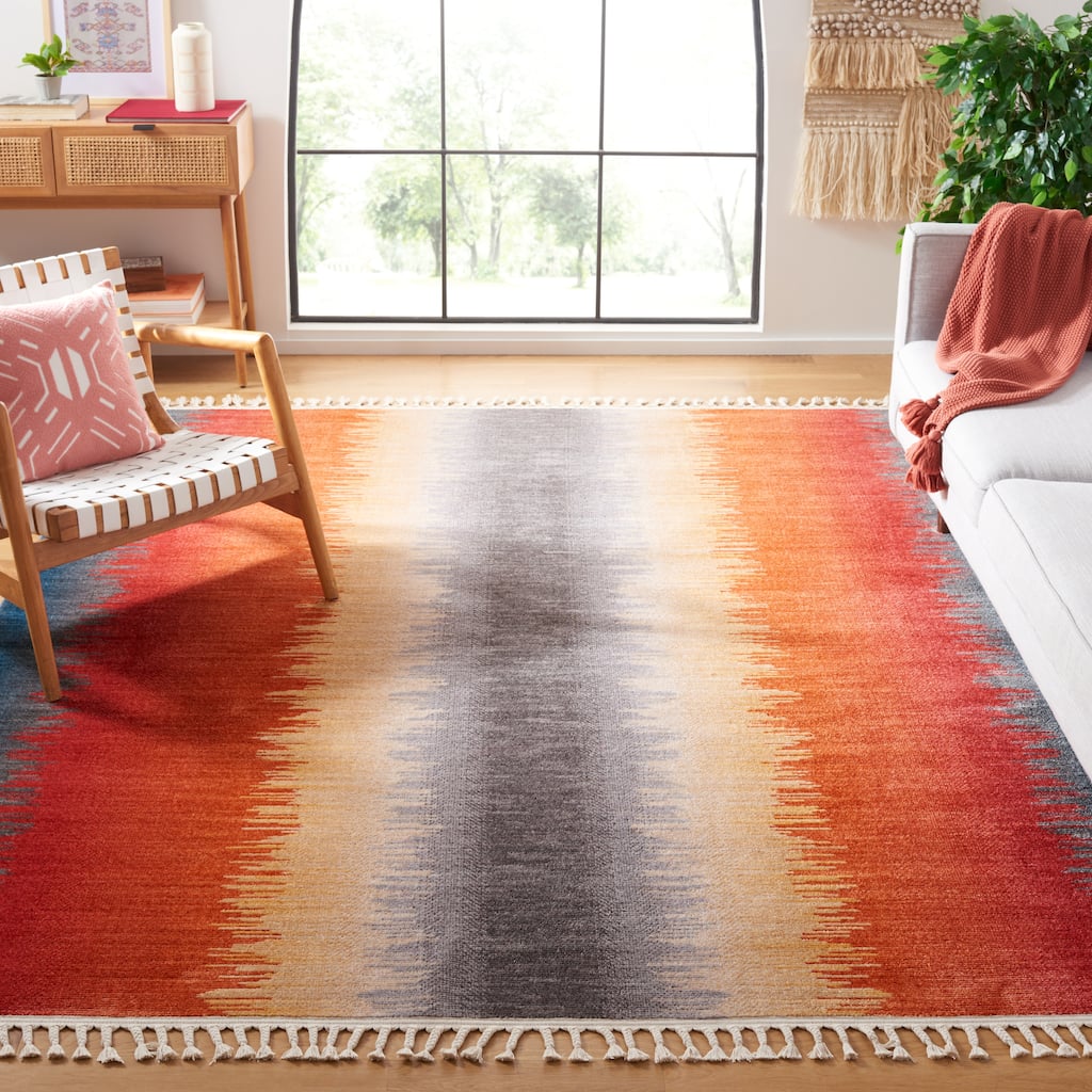 SAFAVIEH Farmhouse Nili Boho Stripe Rug with Tassels