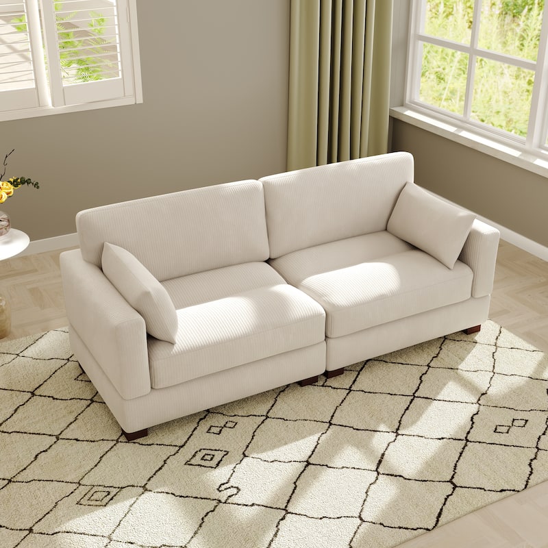 Modern Corduroy Modular Couch Sectional Sofa With Pillows