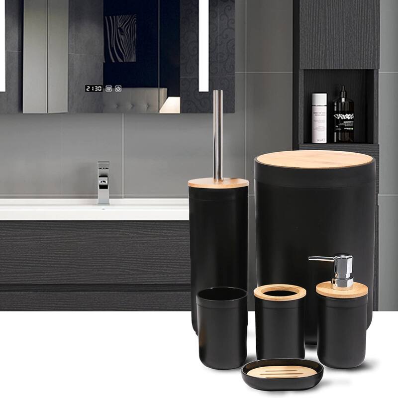 7 Pieces Bamboo Bathroom Accessories Sets