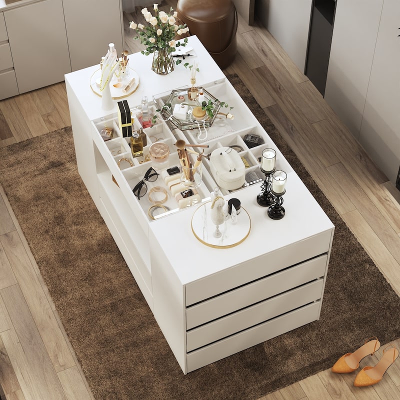 Multi-Functional Dressing Room Storage Island with Ample Drawer Space