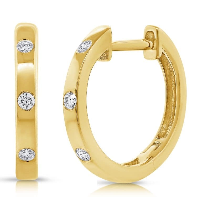 Joelle Collection Diamond Hoop Earrings 14K Gold
