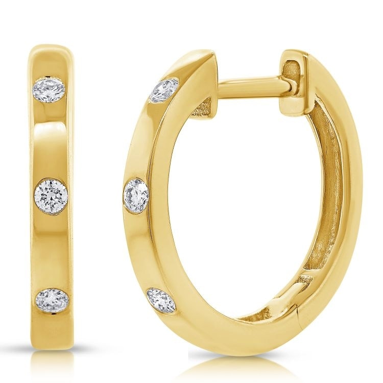 Joelle Collection Diamond Hoop Earrings 14K Gold