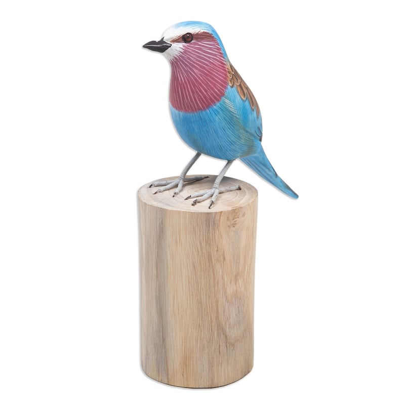 Novica Handmade The Eastern Bluebird Wood Statuette