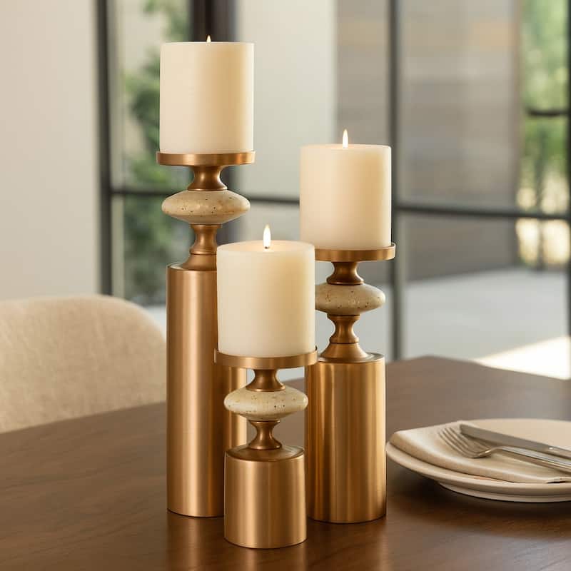 Modern Decorative Candle Holders with Silhouettes- Set of 3 - 9" - 12"
