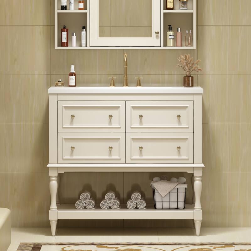 Bathroom Vanity Cabinet Free Standing Vanity Set with 4 Drawers