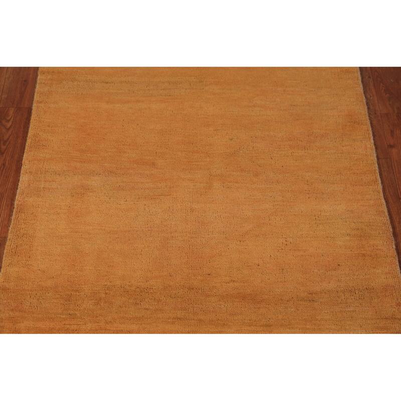 Orange Gabbeh Oriental Rug Hand-Knotted Wool Carpet - 3'0" x 3'10"