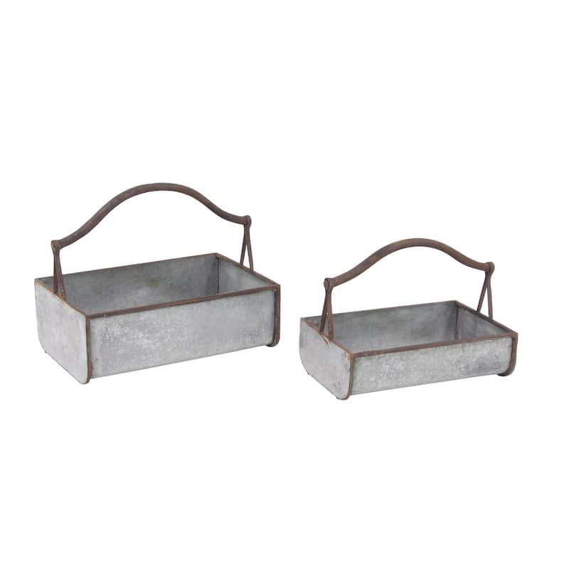 Metal Planter - Set of 2 - Roche River Decor - Grey