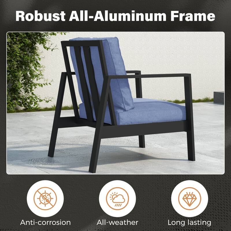 7-Piece Outdoor Sofa Seating Group With Rocking Chairs And Coffee Table