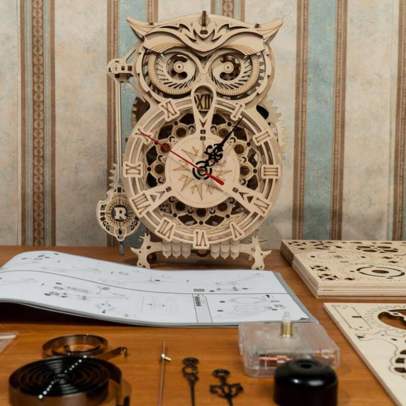 DIY 3D Moving Gears Puzzle - Owl Clock - 161 pcs