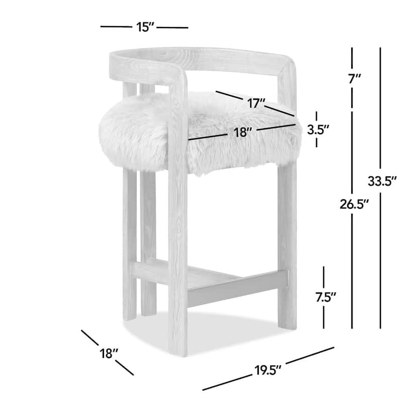 Millwick 26.5" Low Back Ash Wood Counter Height Bar Stool - 21"W X 20"D X 27"H