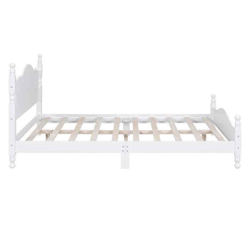 Platform Bed Frame,Retro Style Platform Bed with Wooden Slat Support