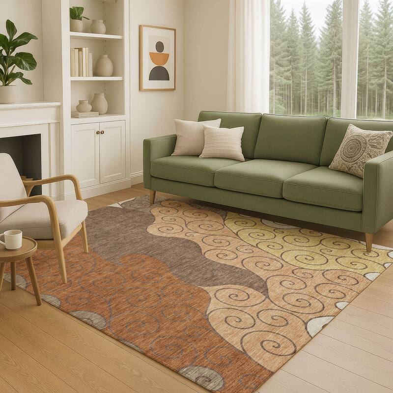 Machine Washable Indoor/ Outdoor Swirly Chantille Rug